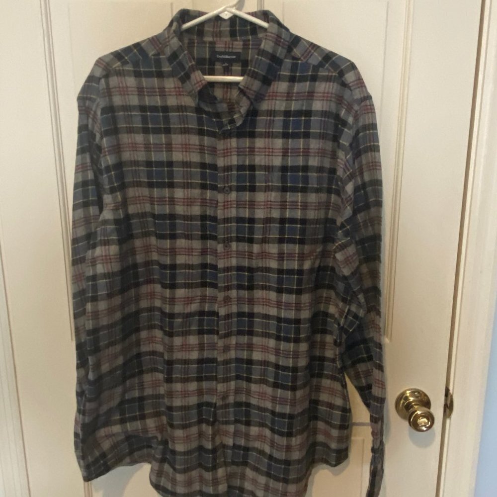 Croft & Barrow Plaid Cotton Fleece Button Up LARGE